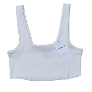 Forever 21 women's white cropped ribbed tank top NWT large